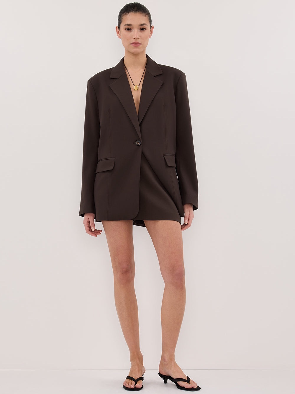 Dissh Eden Bitter Choc Oversized Boxy Blazer, size 0